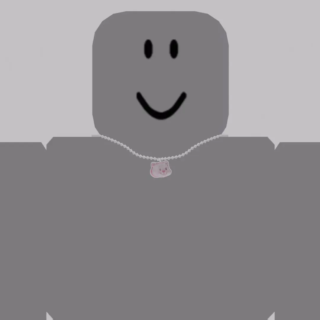 Close turntable of a Roblox avatar wearing a beaded necklace with a Custard pendant